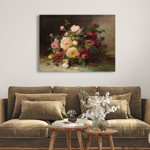 Lienzo, lámina enmarcada, Bouquet de roses, Eugene Henri Cauchois