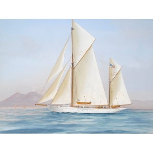 Cuadro clásico barco de vela, El velero de regatas en Nápoles