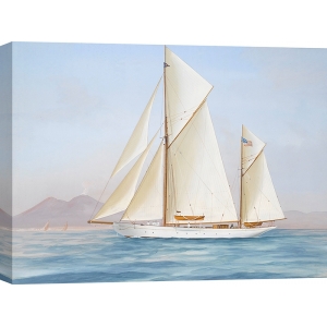 Kunstdruck, Das Rennsegelboot Xarifa in der Bucht von Neapel, 1913
