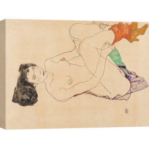 Quadro, stampa su tela Egon Schiele, Reclining Female Nude, 1913