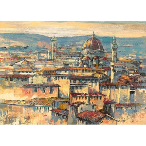 Kunstdruck, Leinwandbilder, Sonne über Florenz von Luigi Florio