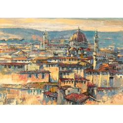 Tableau sur toile, affiche Soleil sur Florence de Luigi Florio