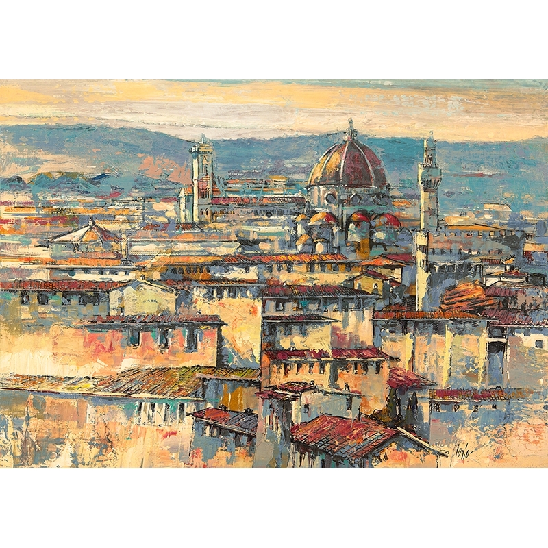 Quadro moderno Firenze, stampa su tela. Luigi Florio, Sole su Firenze