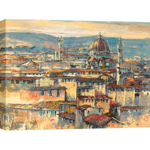 Kunstdruck, Leinwandbilder, Sonne über Florenz von Luigi Florio