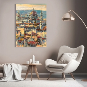 Tableau sur toile, affiche Soleil sur Florence (détail) de Florio