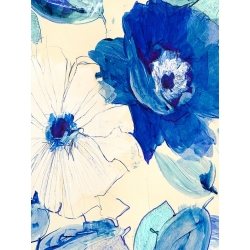Art print and canvas, Flowers in blue I by Kelly Parr