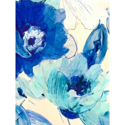 Cuadro en lienzo y lámina, Flores en azul II de Kelly Parr