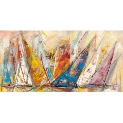 Quadro barche a vela, stampa su tela. Luigi Florio, Vele in gara