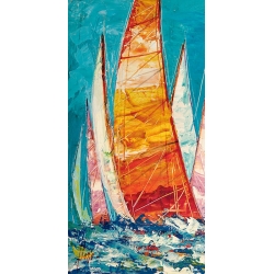 Quadro barche a vela, stampa su tela. Luigi Florio, Vele multicolori II