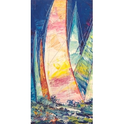 Tableau de bateaux à voile, toile, affiche Voiles multicolores III