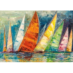 Quadro barche a vela, stampa su tela. Luigi Florio, Vele multicolori
