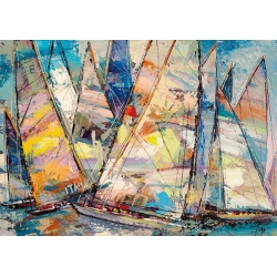 Art print and canvas, sailboats in the wind by Luigi Florio