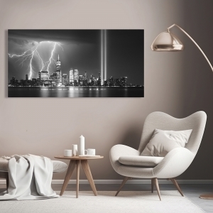New York photo, art print and canvas, A Tribute in Light, NYC, B&W