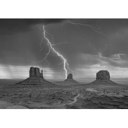 Art print and canvas, Storm on Monument Valley, Utah (B&W)