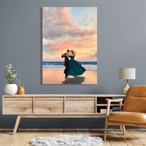 Tableau style Vettriano, Dansant sur la plage (détail) de Benson