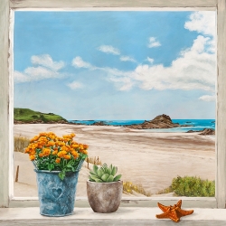Kunstdruck, Leinwandbilder, Fenster am Strand I von Remy Dellal