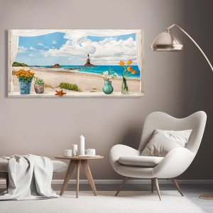 Kunstdruck, Leinwandbilder, Fenster am Strand von Remy Dellal