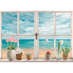 Art print and canvas, A window on the sea by Remy Dellal