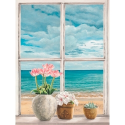 Kunstdruck, Leinwandbilder, Ein Fenster am Meer I von Remy Dellal