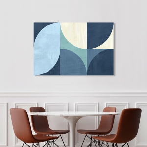 Blue geometric print and canvas, Moonlight by Sandro Nava