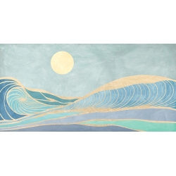 Quadro nordico, stampa su tela, Le onde e la luna di Sayaka Miko