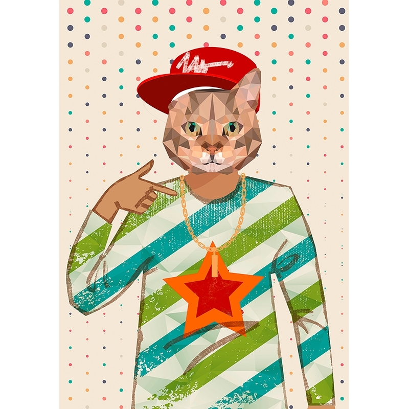 Modern animal print with cat, Hip Hopper by Matt Spencer