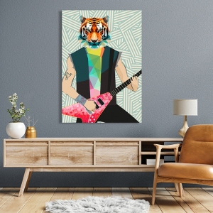 Quadro moderno tigre con chitarra. Matt Spencer, Punk Rocker