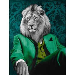 Tableau moderne lion habillé, Pensive Leader (Pop Version)