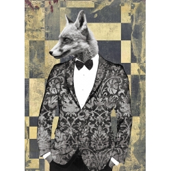 Tableau moderne d'animaux habillés Gentleman #2 (B&W)