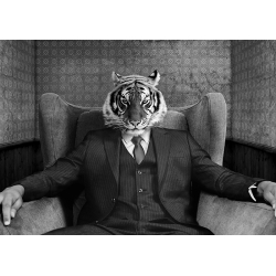 Tableau moderne d'animaux habillés, El Tigre (B&W) de VizLab