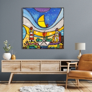 Colorful art print and canvas, Love at the Centre by  Wallas