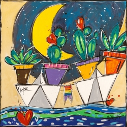 Cuadro colorido con cactus, El amor está por todos lados de Wallas