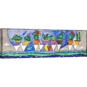 Cuadro colorido con cactus, lienzo y lámina, Jardín flotante de Wallas