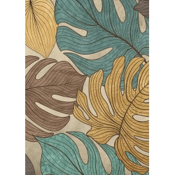 Moderne Leinwanddruck mit Blättern, Jungle Panel II (detail)